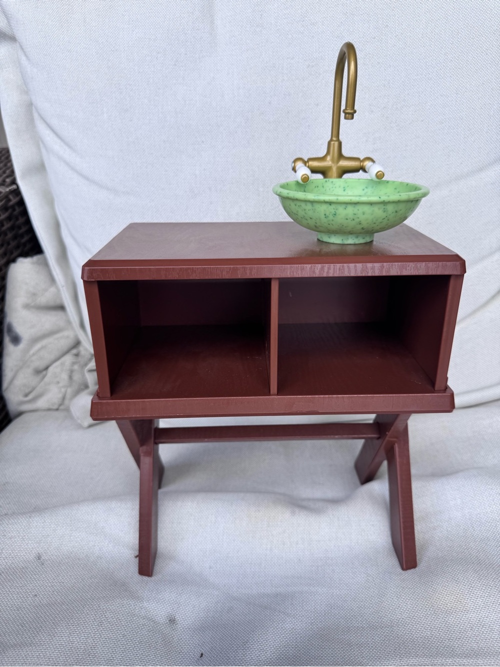 American Girl Kira Vanity Table with a plastic sink. American girl furniture